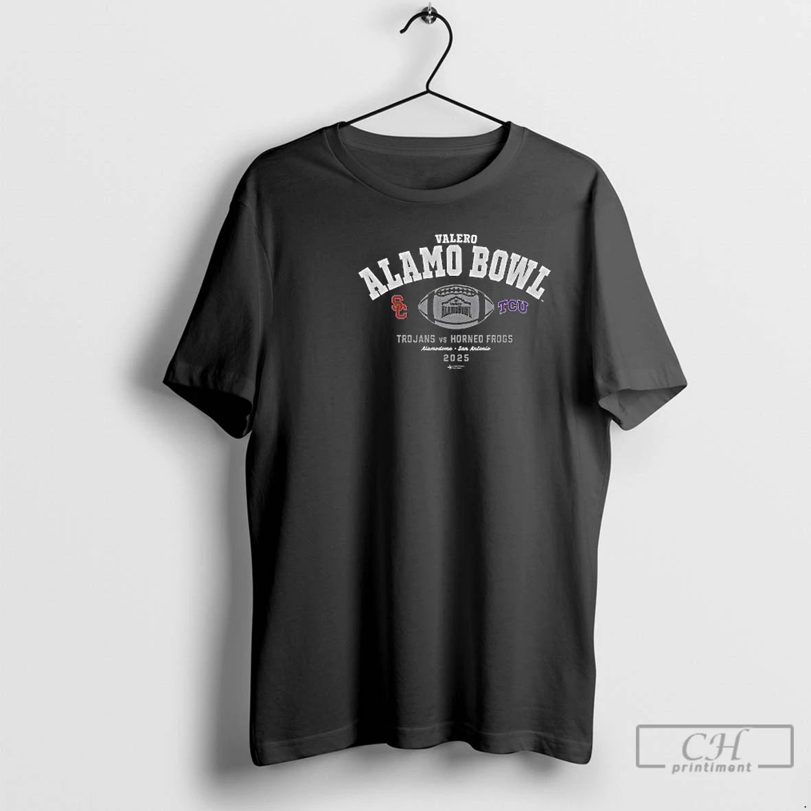 Classic 2025 Valero Alamo Bowl 2 Team Usc Trojans Vs Tcu Horned Frogs Circle Black T-Shirts, Hoodie, Sweatshirt