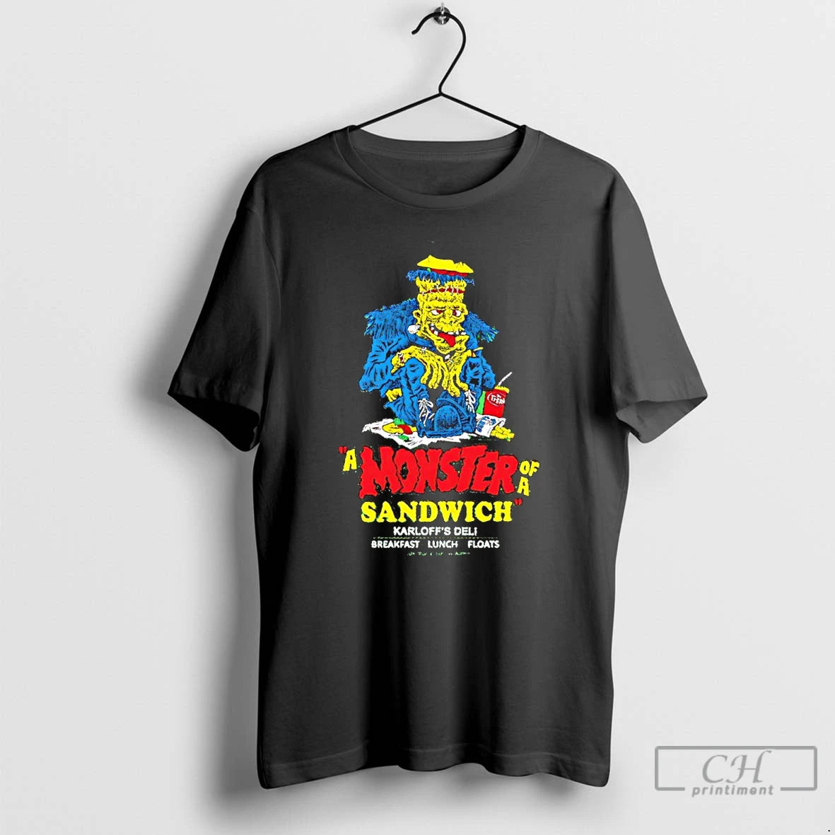 Classic A Monster Of A Sandwich Karloffs Deli Breakfast Lunch Floats T-Shirts, Hoodie, Sweatshirt | HypeCrazeTee.com