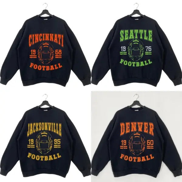 Classic Black Football Sweatshirt - Retro Style for All Team Fans T-Shirts, Hoodie | HypeCrazeTee.com