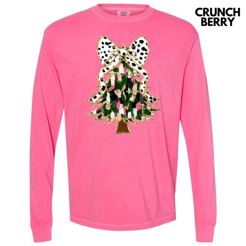 Classic Brushstroke Christmas Tree Long Sleeve Comfort Colors T-Shirt 'NLB' Hoodie, Sweatshirt | HypeCrazeTee.com