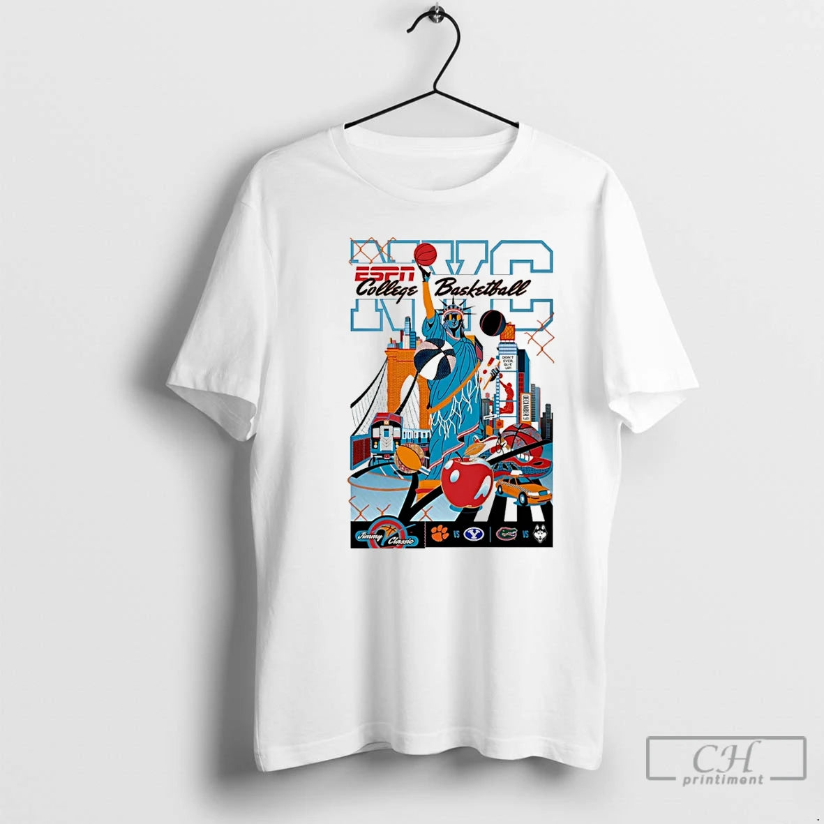 Classic Clemson Vs Byu V Classic Espn College Basketball Nyc 2025 Christmas T Shirts Sweater Hoodie, Sweatshirt