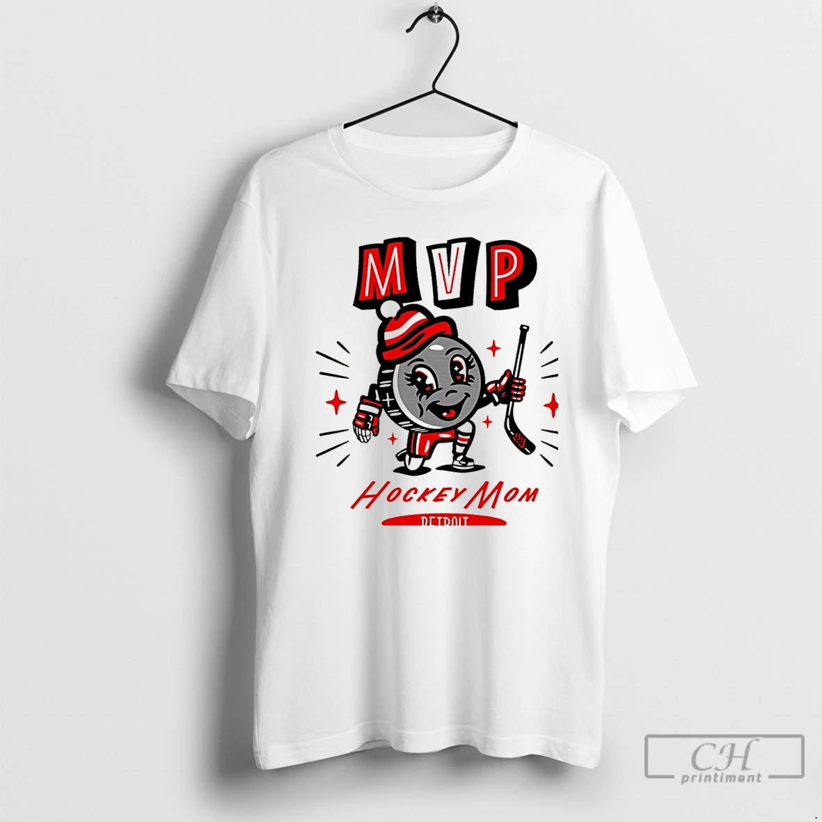 Classic Detroit Hockey Mom Mvp 2025 Cartoon Christmas T-Shirts, Hoodie, Sweatshirt | HypeCrazeTee.com