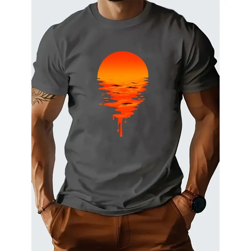 Classic Fit Pure Cotton Round Neck Letter Printed Casual T-Shirt for Men - Soft, Breathable, and Comfortable