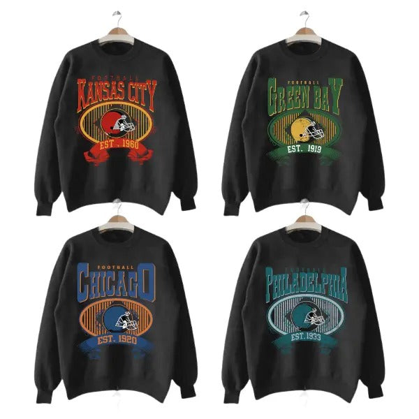 Classic Football Crewneck Sweatshirt - Black Color For All Team T-Shirts, Hoodie | HypeCrazeTee.com