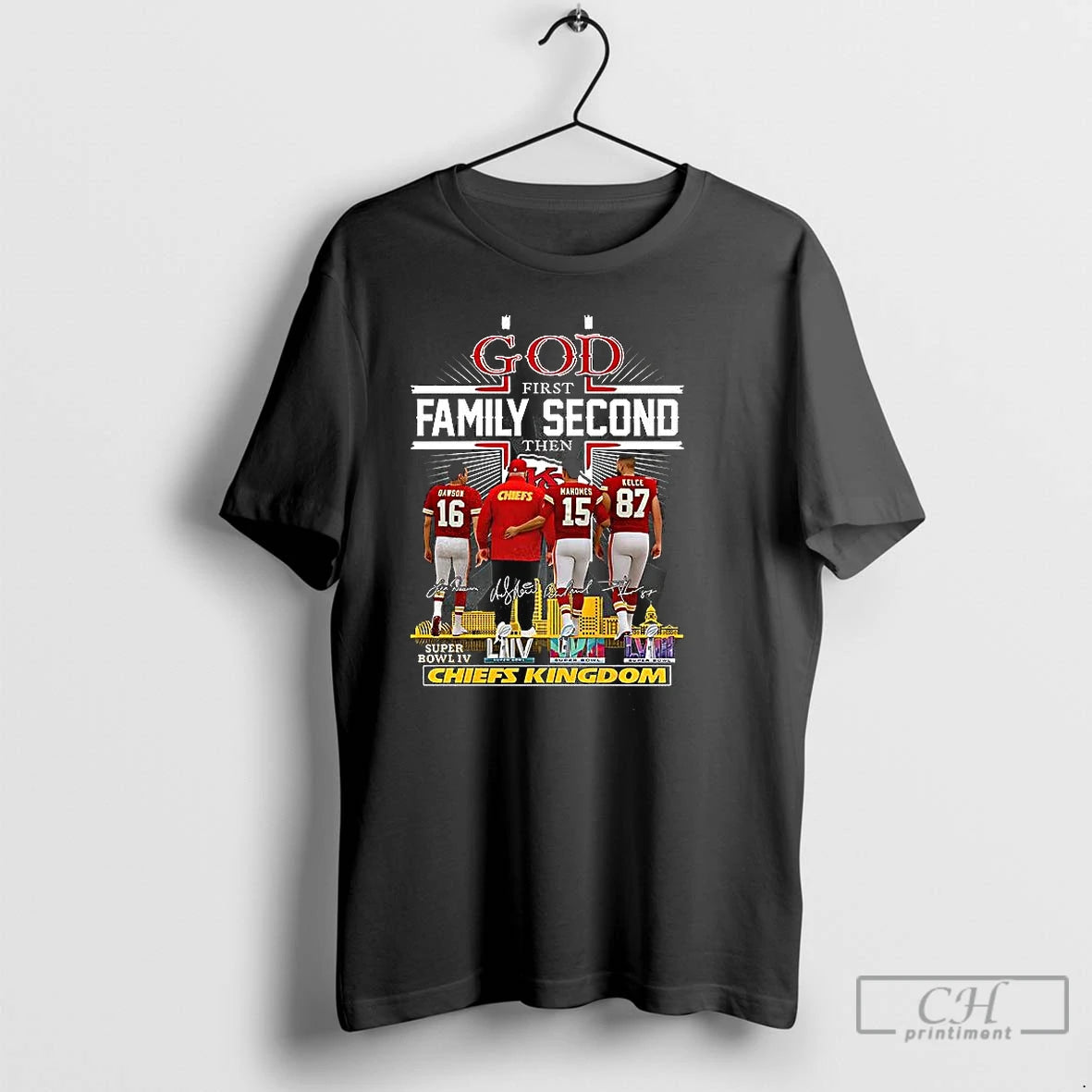 Classic God First Family Second Then Chiefs Kingdom Signature T-Shirts, Hoodie, Sweatshirt | HypeCrazeTee.com