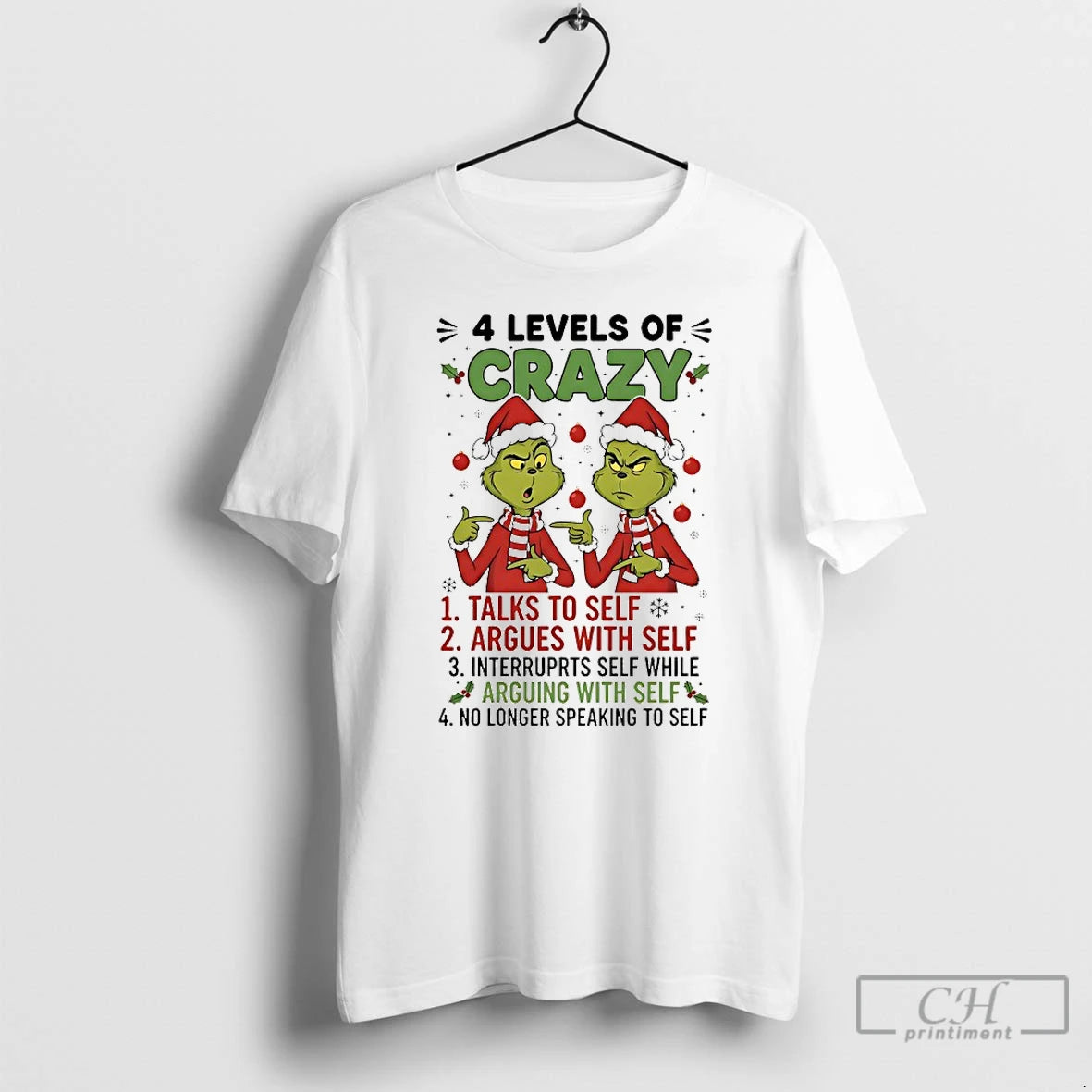 Classic Grinch 4 Levels Of Crazy Christmas 2025 T-Shirts, Hoodie, Sweatshirt | HypeCrazeTee.com