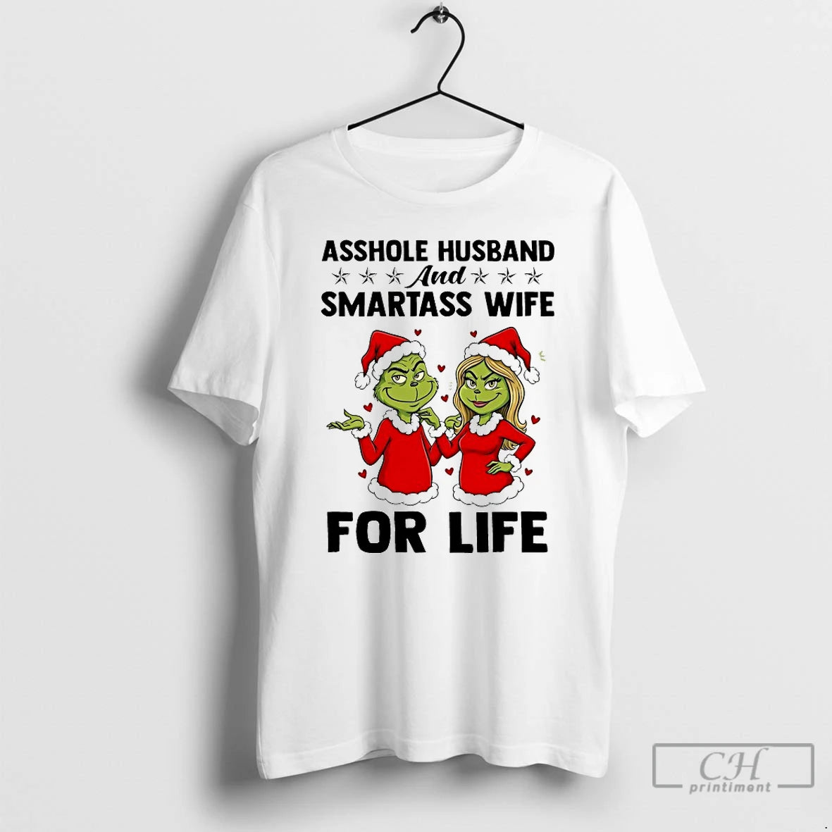 Classic Grinch Asshole Husband And Smartass Wife For Life Chirstmas 2025 T-Shirts, Hoodie, Sweatshirt | HypeCrazeTee.com