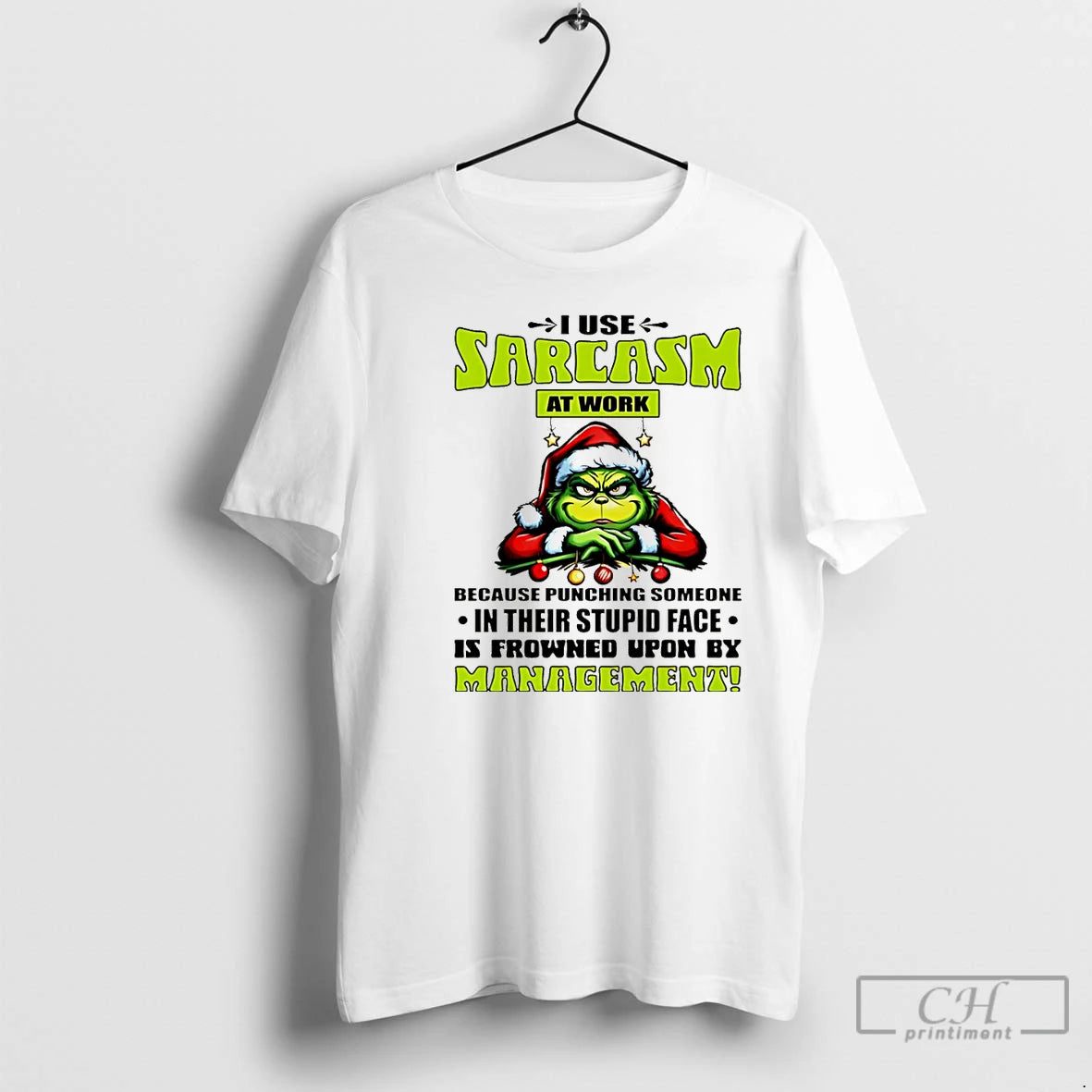 Classic Grinch I Use Sarcasm At Work Because Punching Someone Christmas T-Shirts, Hoodie, Sweatshirt | HypeCrazeTee.com