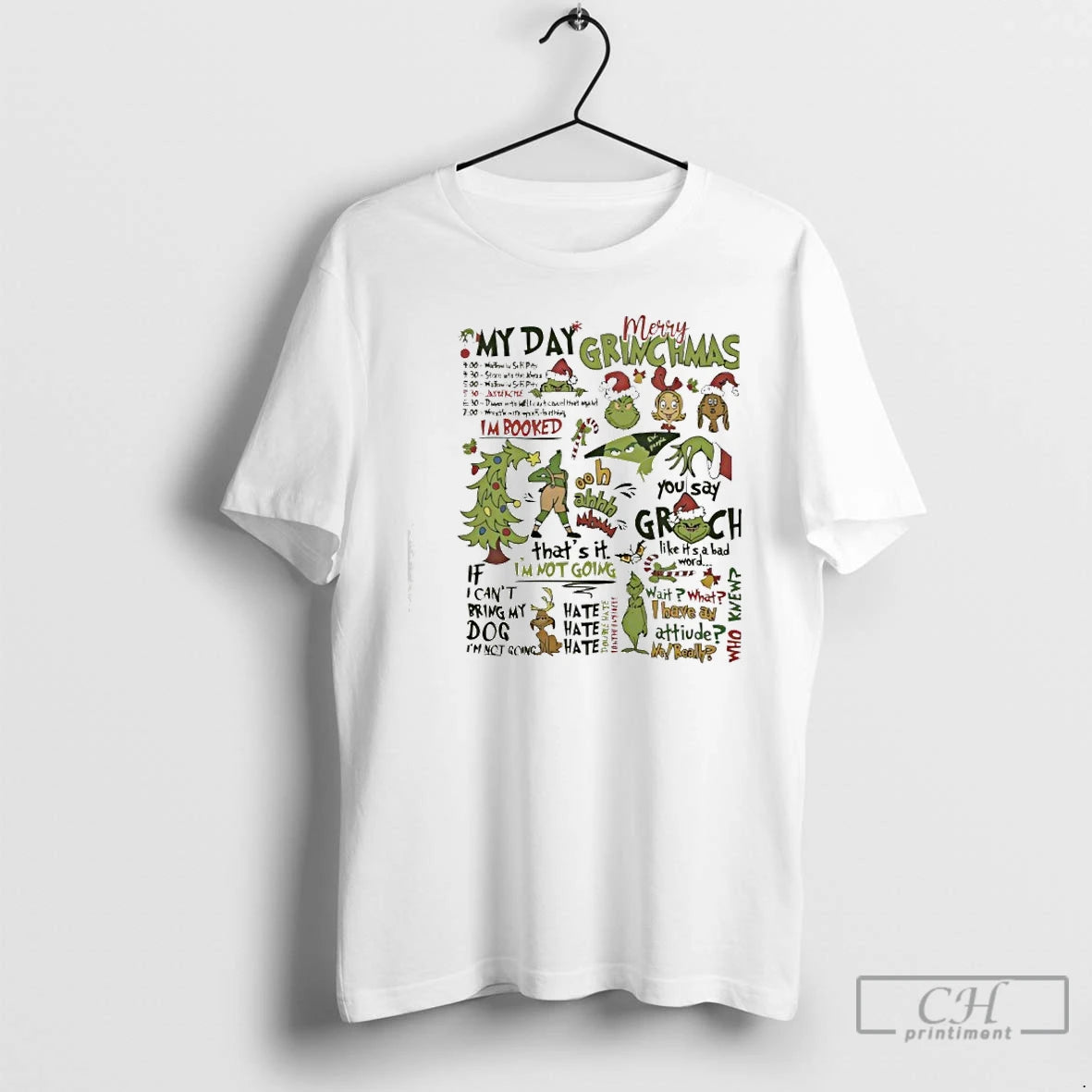Classic Grinch My Day Christmas Quotes Collage Funny Holiday T-Shirts, Hoodie, Sweatshirt | HypeCrazeTee.com