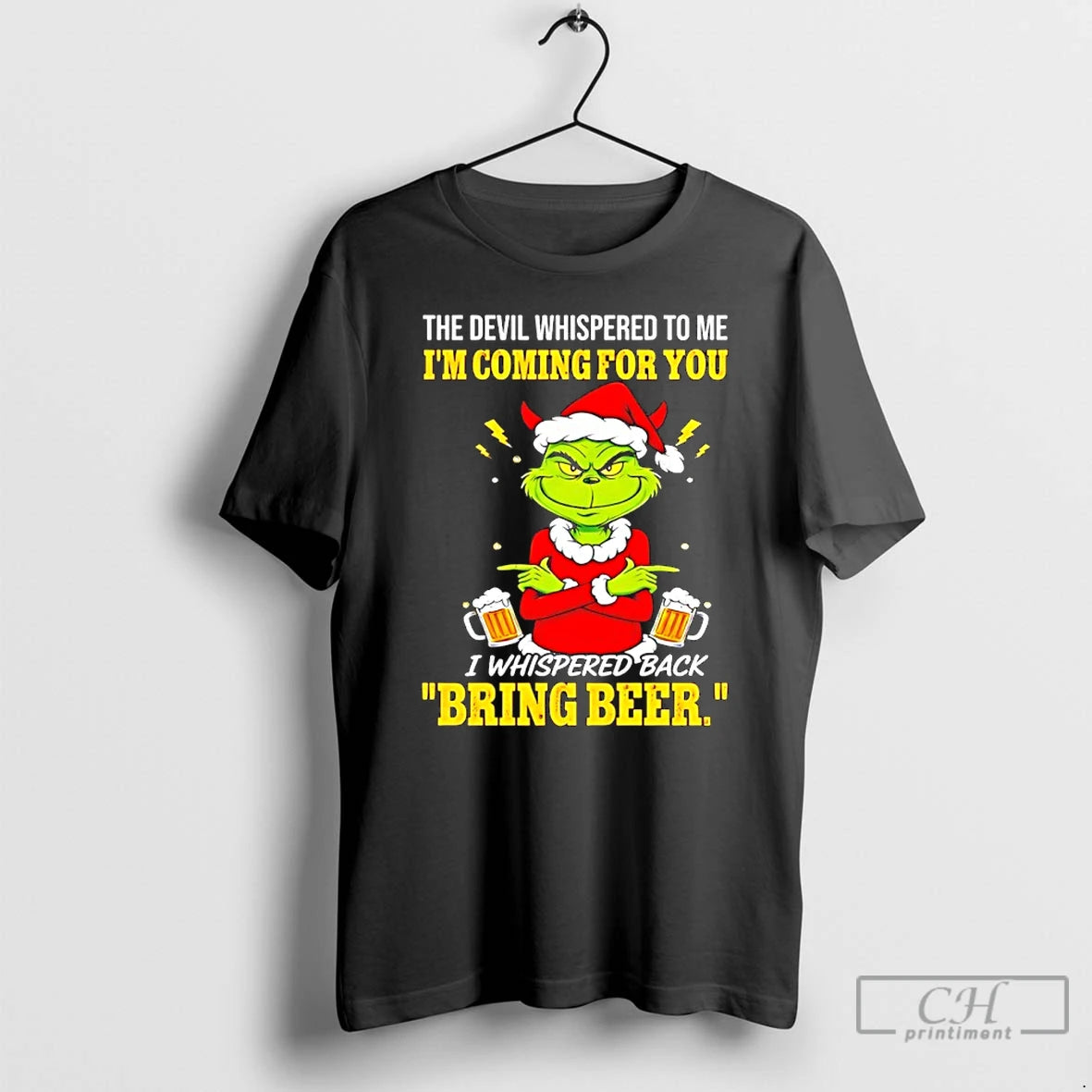 Classic Grinch The Devil Whispered To Me Im Coming For You T-Shirts, Hoodie, Sweatshirt | HypeCrazeTee.com