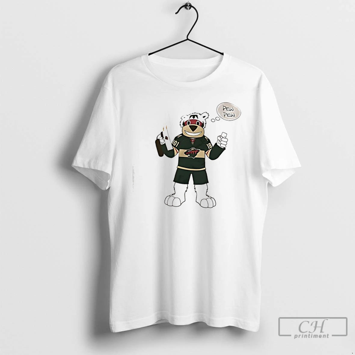 Classic Minnesota Wild Nordy Mascot Pew Pew T-Shirts, Hoodie, Sweatshirt | HypeCrazeTee.com
