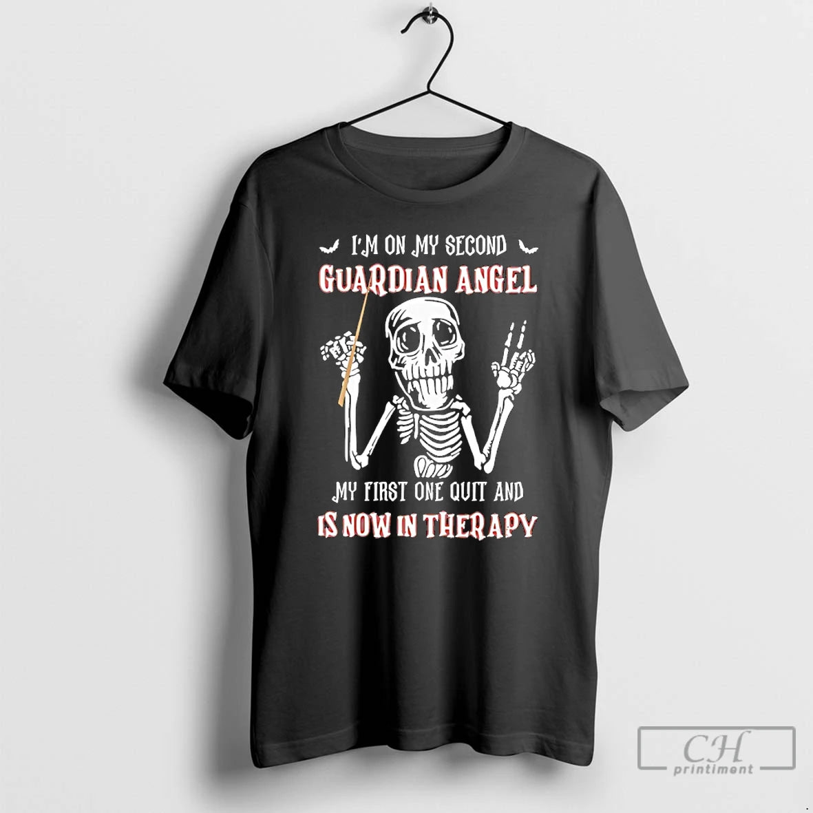 Classic Skeleton Im On My Second Guardian Angel My First One Out And Is Now T-Shirts, Hoodie, Sweatshirt | HypeCrazeTee.com