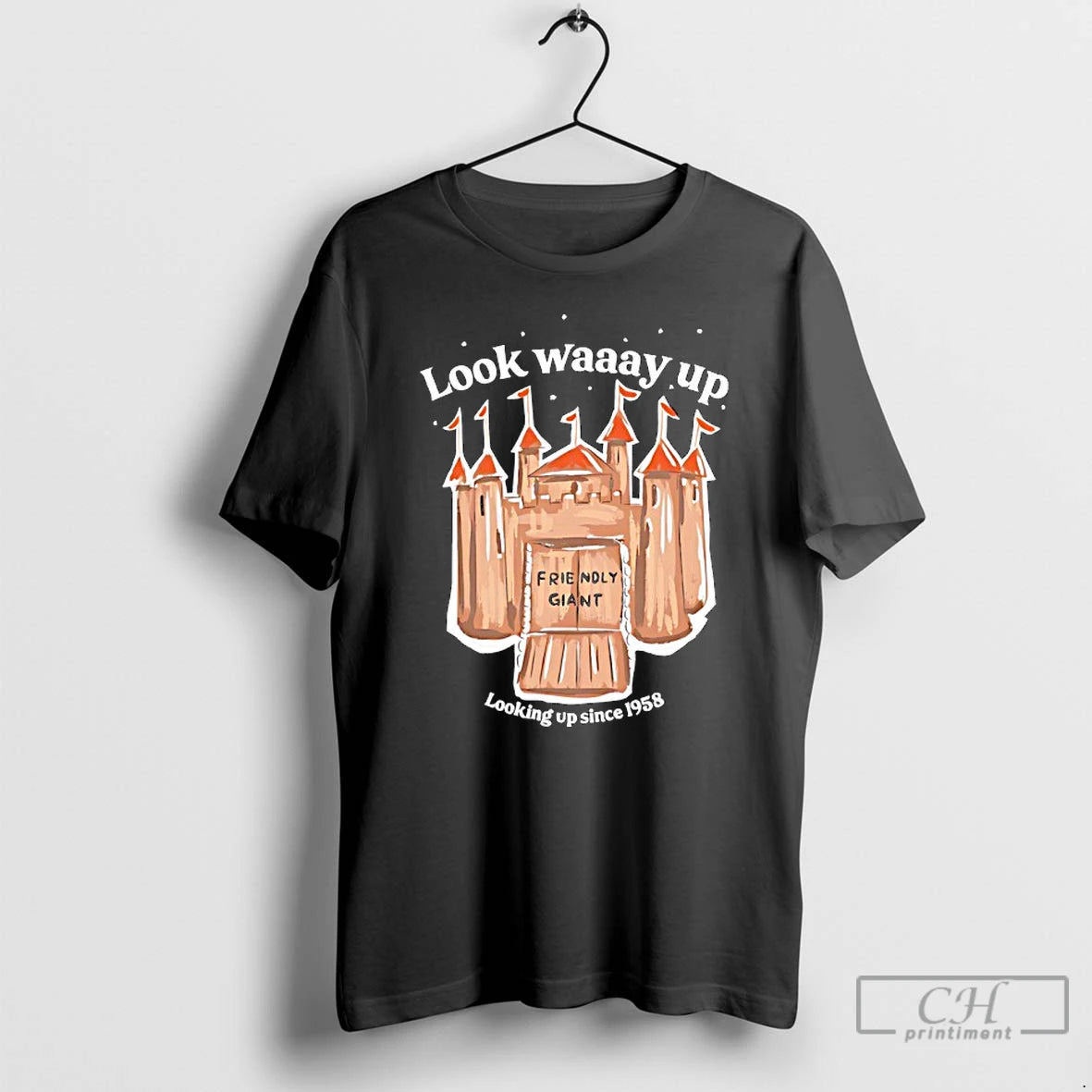 Classic The Friendly Giant Look Waaay Up Looking Up Since 1958 Graphic T Shirts Sweater Hoodie, Sweatshirt | HypeCrazeTee.com