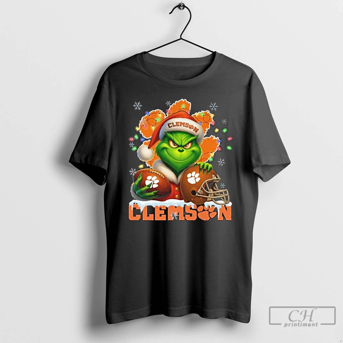 Classic The Grinch X Ball And Helmet Clemson Tigers Merry Christmas 2025 T Shirts Sweater Hoodie, Sweatshirt