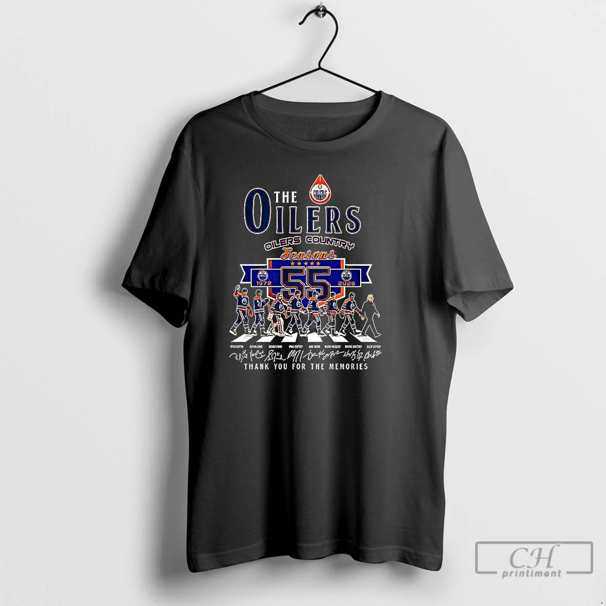 Classic The Oilers Country Seasons Thank You For The Memories Signature T-Shirts, Hoodie, Sweatshirt | HypeCrazeTee.com