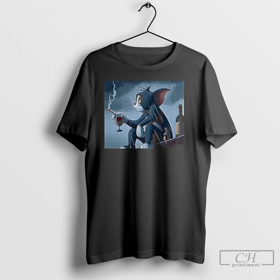 Classic Tom Pensive And Sad Smoking In The Rain Cartoon T-Shirts, Hoodie, Sweatshirt | HypeCrazeTee.com