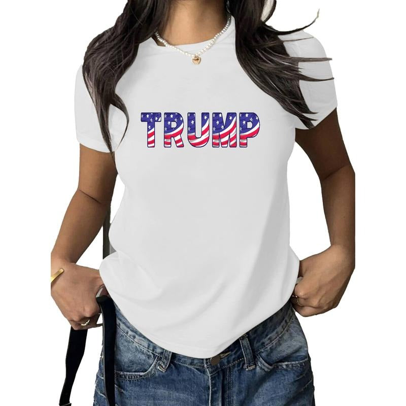 Classic Trump - Supportive Tee: "TRUMP" in American Flag Pattern on Beige Shirt Hoodie, Sweatshirt | HypeCrazeTee.com