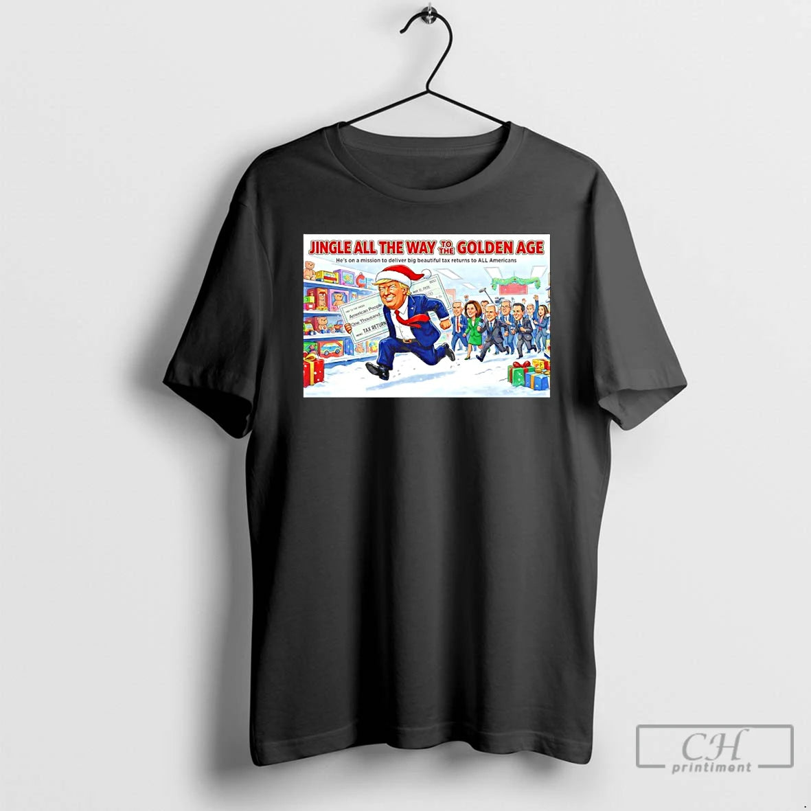 Classic Trump Santa Jingle All The Way To The Golden Age T-Shirts, Hoodie, Sweatshirt | HypeCrazeTee.com