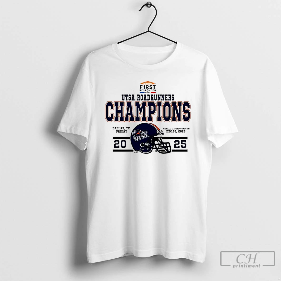 Classic Utsa Roadrunners Football 2025 First Responder Bowl Champions Helmet T-Shirts, Hoodie, Sweatshirt | HypeCrazeTee.com