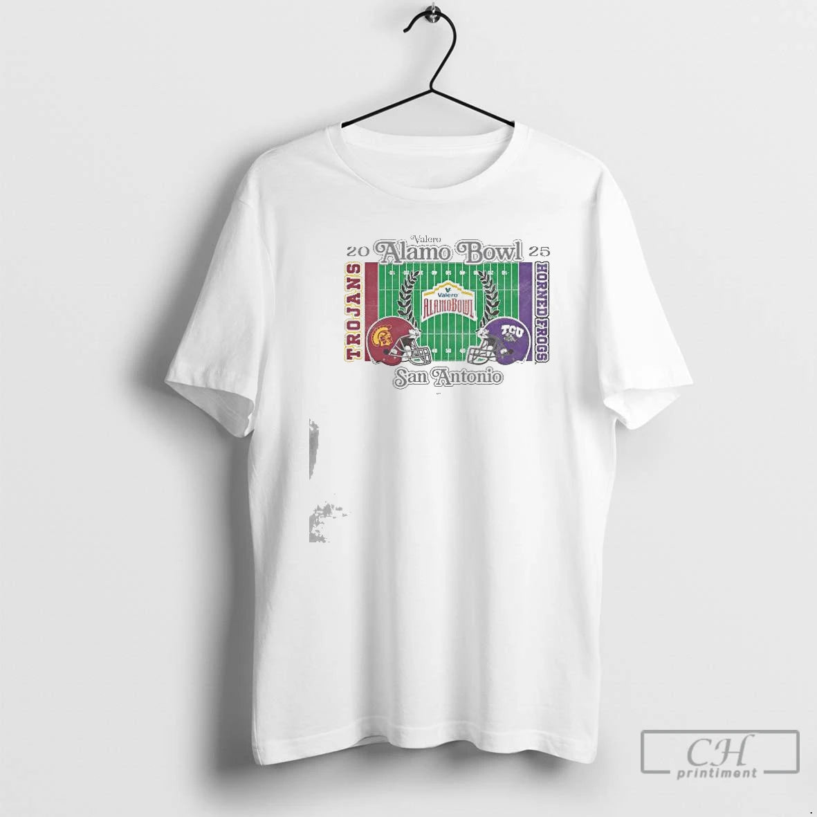 Classic Usc Trojans Vs Tcu Horned Frogs 2025 Valero Alamo Bowl 2 Team Head To T-Shirts, Hoodie, Sweatshirt | HypeCrazeTee.com