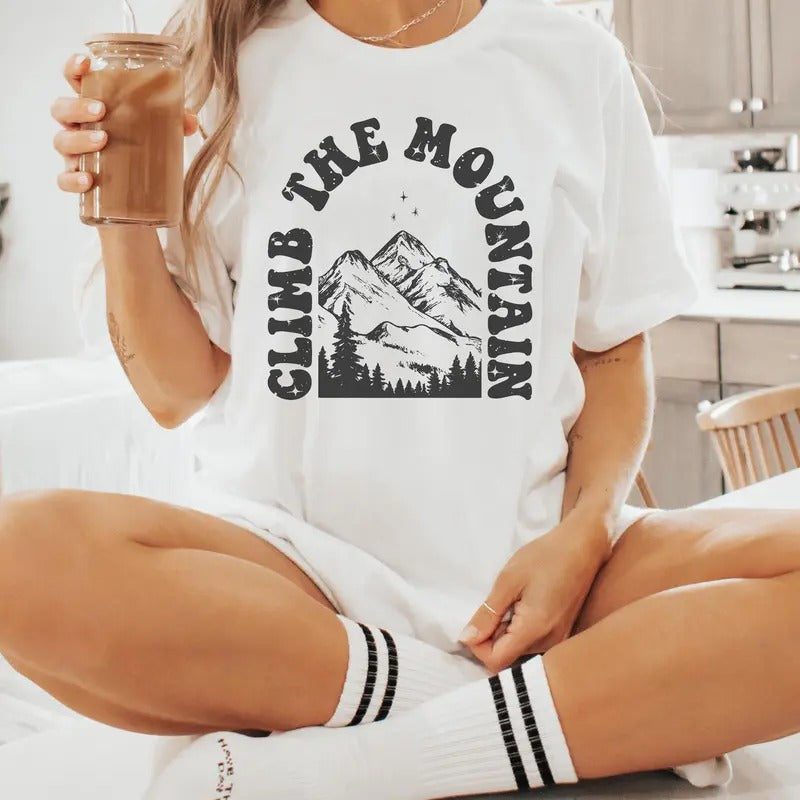 Climb the Mountain ACOTAR ACOSF Jersey Short Sleeve T-Shirt Cotton Crewneck Shortsleeve Casual Hoodie, Sweatshirt