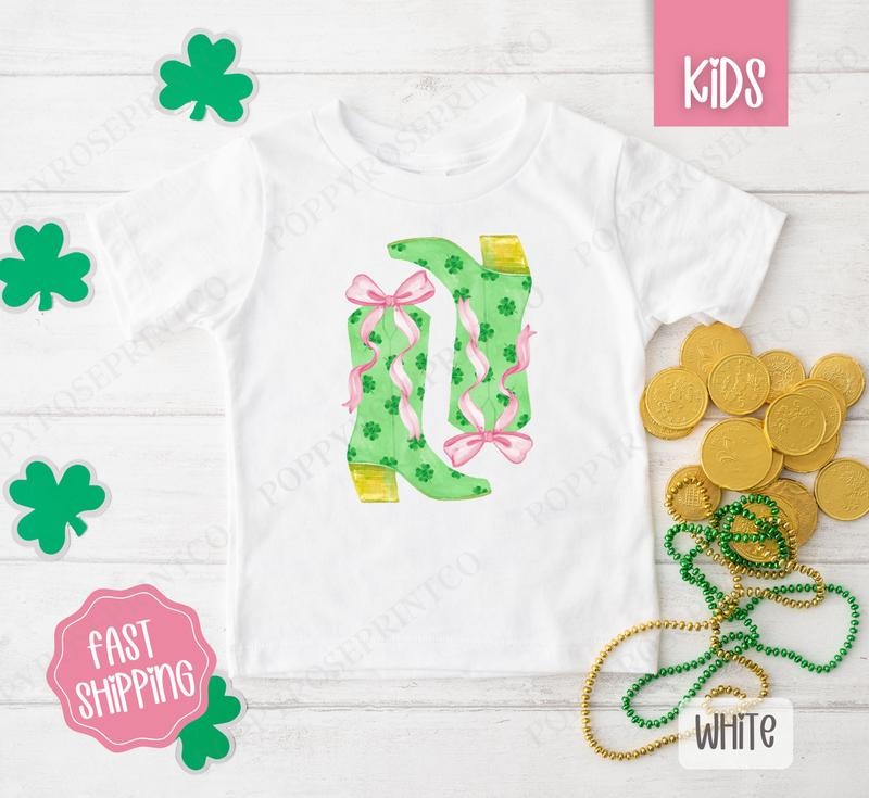 Clover Boots Kids Shirt - St Patrick's Day Children's Tshirt - Cute Youth Tee Gildan Hoodie, Sweatshirt | HypeCrazeTee.com