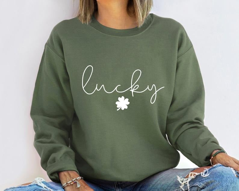 Clover St Patricks Day Saint Patrick'S Lucky Clovers Simple ; Cotton Womenswear Light Polyester Light Polyester Solid Tops Underwear Lady T-Shirts, Hoodie, Sweatshirt