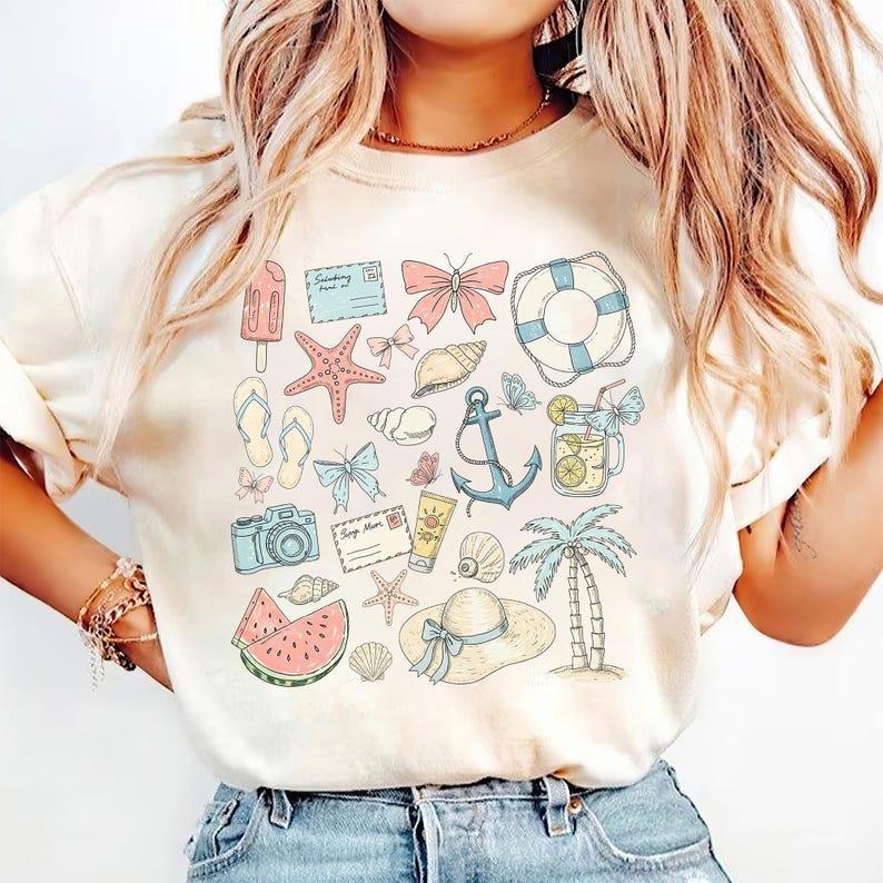 Coastal Coquette Summer Vibes Shirt, Beach Seashell Summer TShirt Hoodie, Sweatshirt | HypeCrazeTee.com