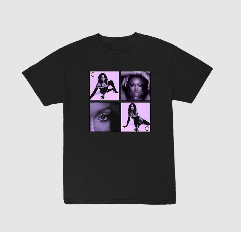 Coco Purple Photo T-Shirt in Black Hoodie, Sweatshirt | HypeCrazeTee.com