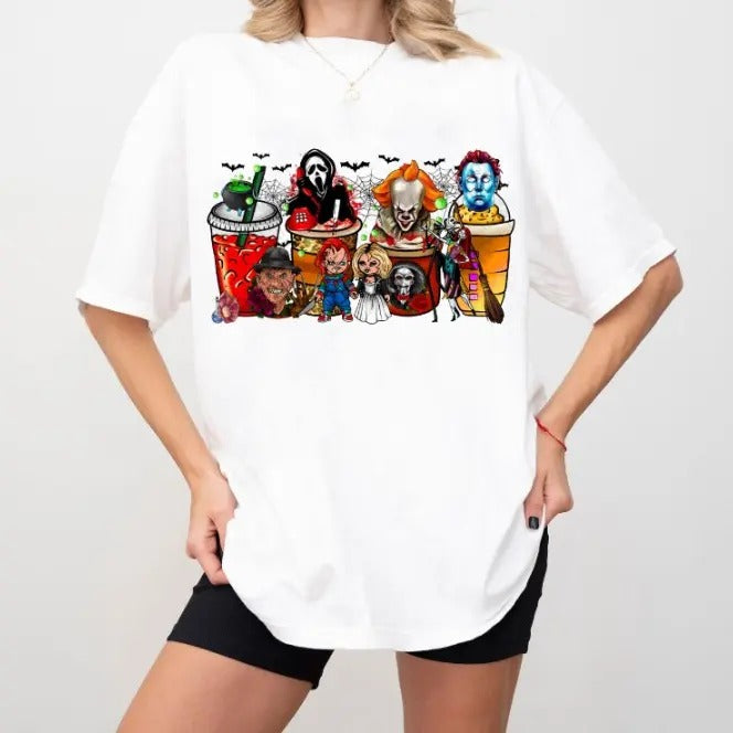 Coffee Cups Shirt, Horror Movie, skeleton Coffee Cup Shirt Hoodie, Sweatshirt | HypeCrazeTee.com