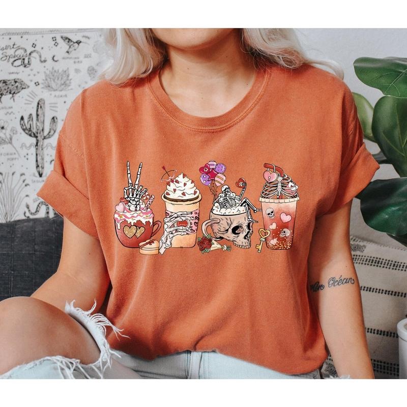 Coffee Lover Funny Skeleton Comfort Colors Tshirt Hoodie, Sweatshirt | HypeCrazeTee.com