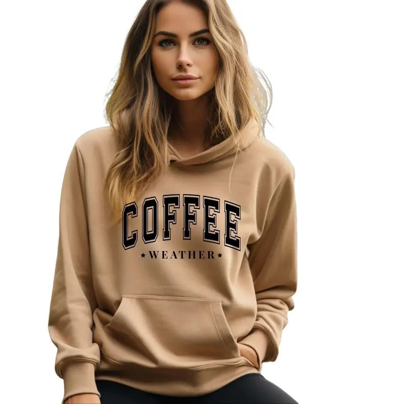 Coffee Weather Print Crewneck Sweatshirt Comfortable Independent trading T-Shirts, Hoodie | HypeCrazeTee.com