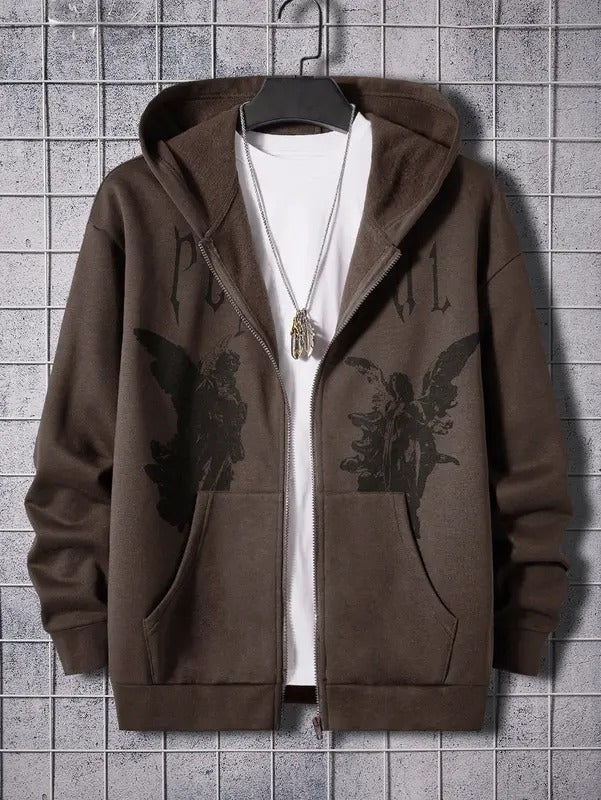 Color Block Long Sleeve Zip Up Hoodie Cartoon Graphic Drawstring Hooded Sweatshirt Tops Varsity Jacket T-Shirts
