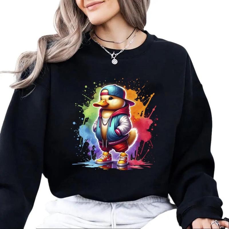 Colorful Duck Sweatshirt Trendy Hunting graphic Unisex Hoodie T-shirt Cotton Womenswear Printed Day Love | HypeCrazeTee.com