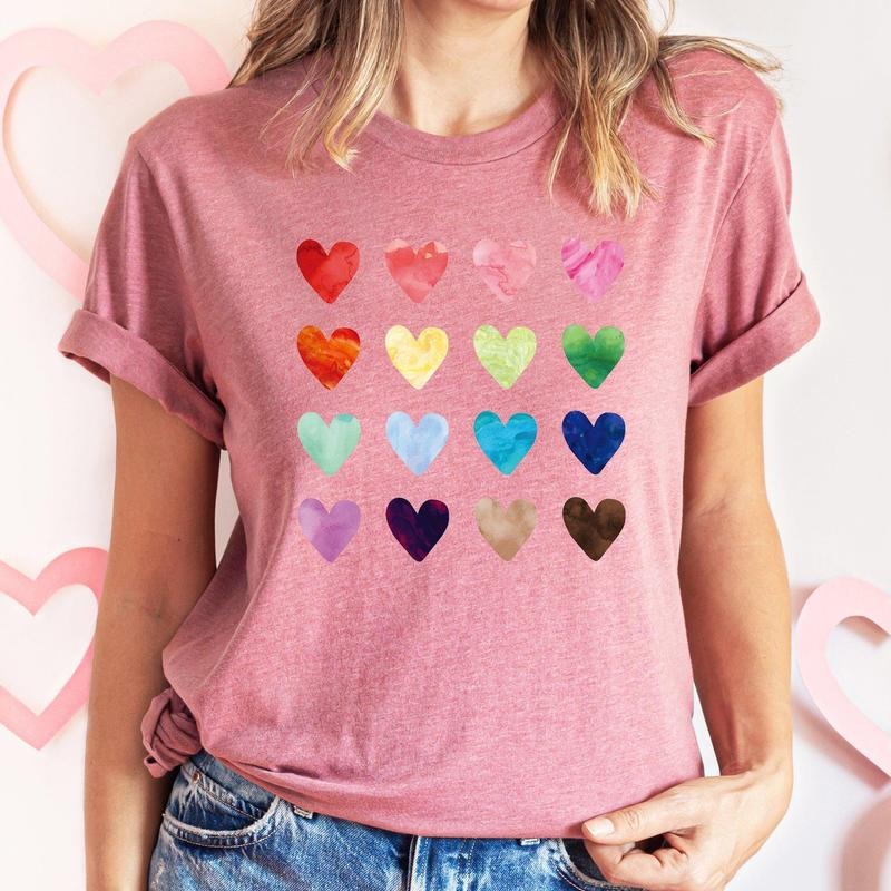 Colorful Hearts, Rainbow, Love, Super Soft Tshirt, Valentine's Day Hoodie, Sweatshirt | HypeCrazeTee.com