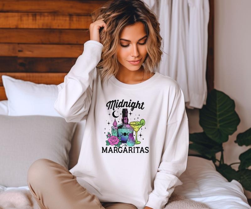 Colorful Midnight Margaritas Crewneck Sweatshirt T-Shirts, Hoodie | HypeCrazeTee.com