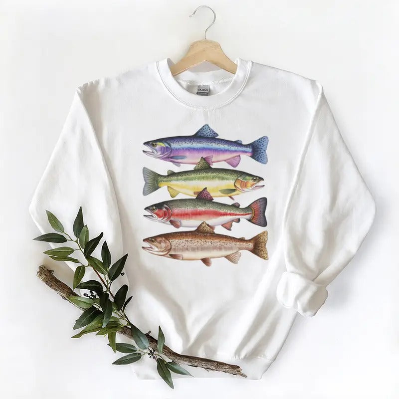 Colorful River Fish Species - Fishing With Daddy - Natural Boho Unisex T-shirt Sweatshirt Hoodie Cotton | HypeCrazeTee.com