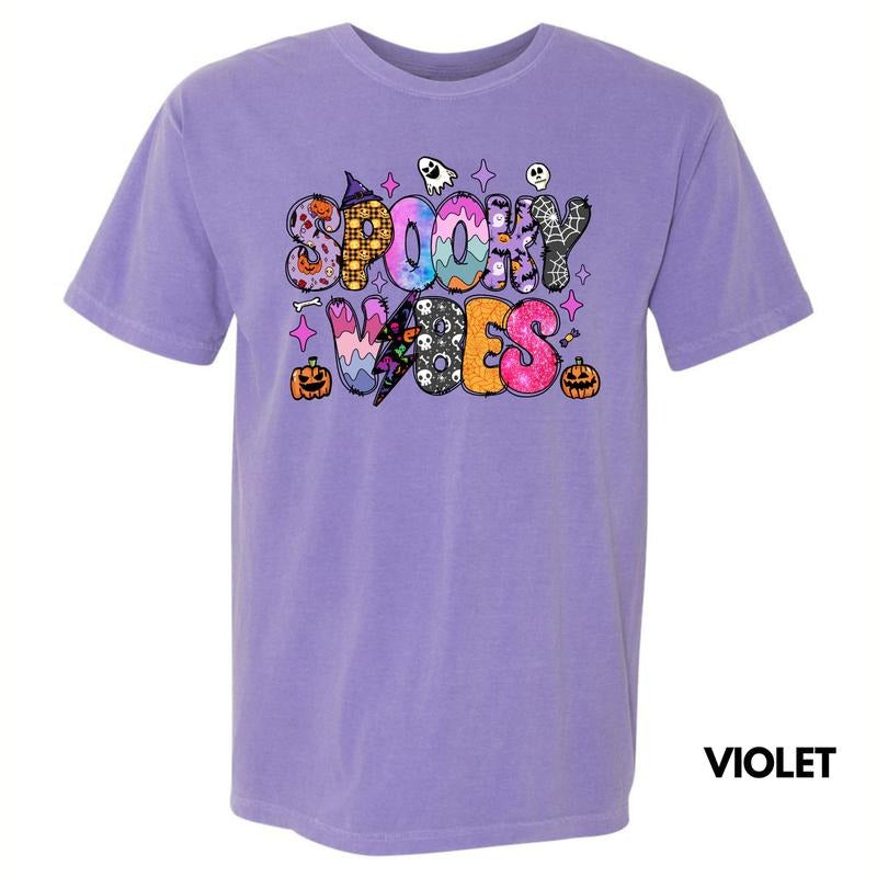 Colorful Spooky Vibes Comfort Colors T-Shirt 'NLB' Hoodie, Sweatshirt | HypeCrazeTee.com