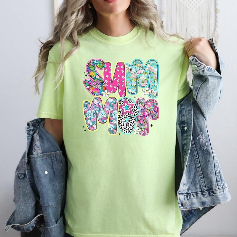 Colorful Summer, Retro, Floral, Comfort Colors T-Shirt, Women's Comfort Colors Tee Hoodie, Sweatshirt | HypeCrazeTee.com