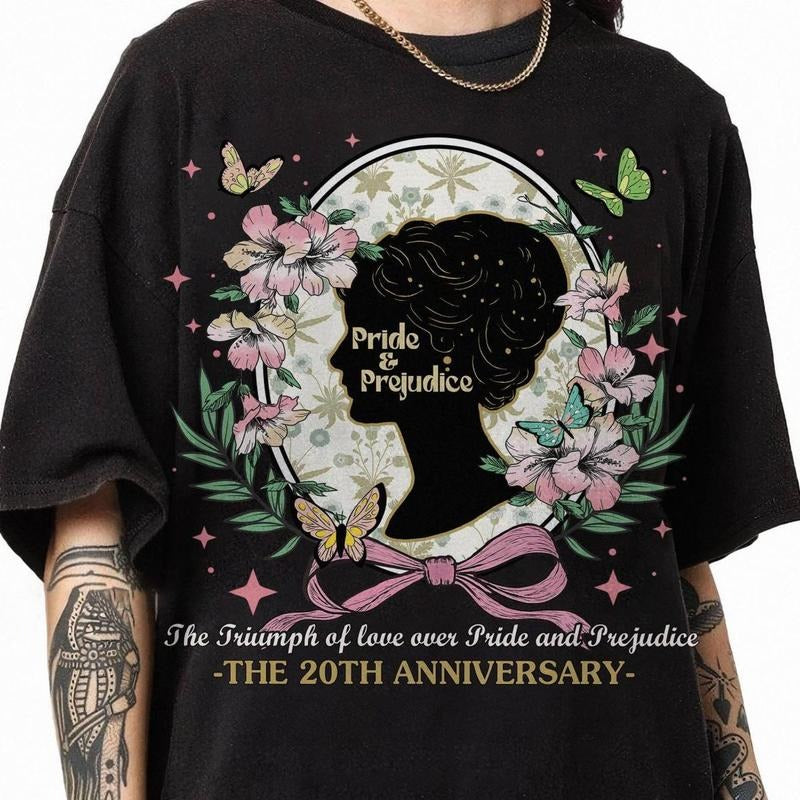 Comfort Color Vintage Pride and Prejudice Floral Shirt, Elizabeth Bennet Inspired Shirt, Mr Darcy Book Lover Gift, Book...