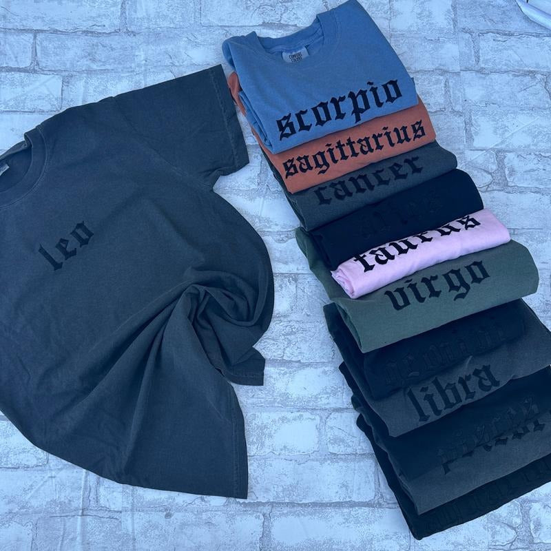 Comfort Colors -Zodiac Embroidered T-shirt Hoodie, Sweatshirt | HypeCrazeTee.com