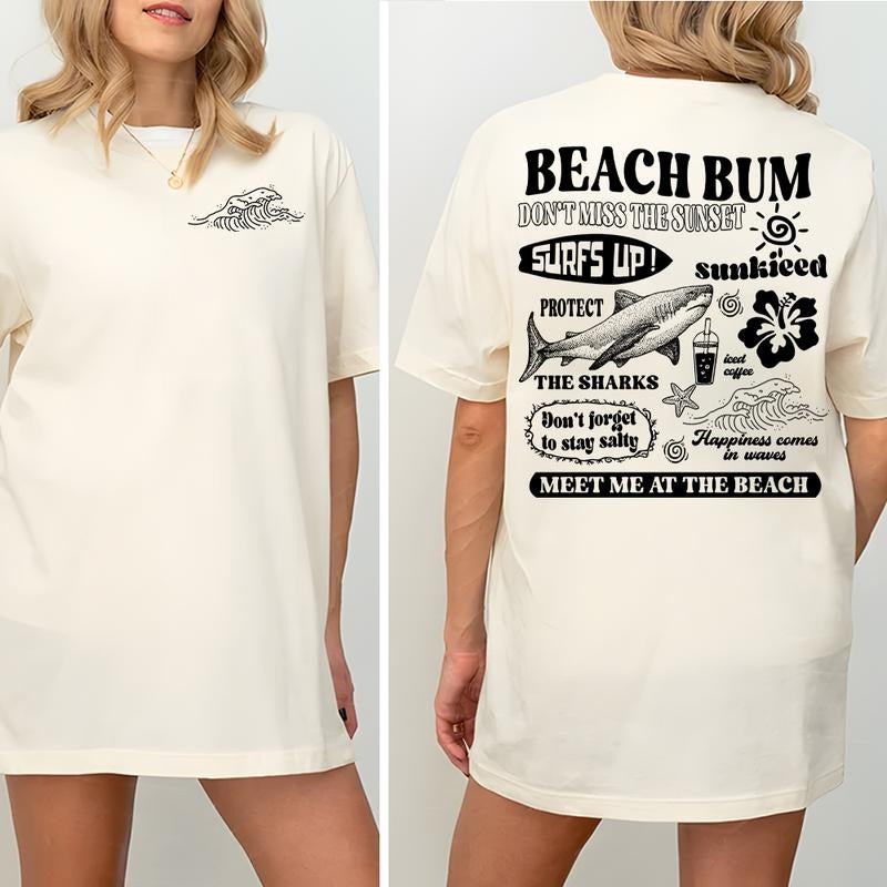 Comfort Colors Beach Bum Tee Preppy Shirt Y2k Wearing Coconut girl Tee Shark Lover gift Woman's clothing Ocean Surf Shirt...