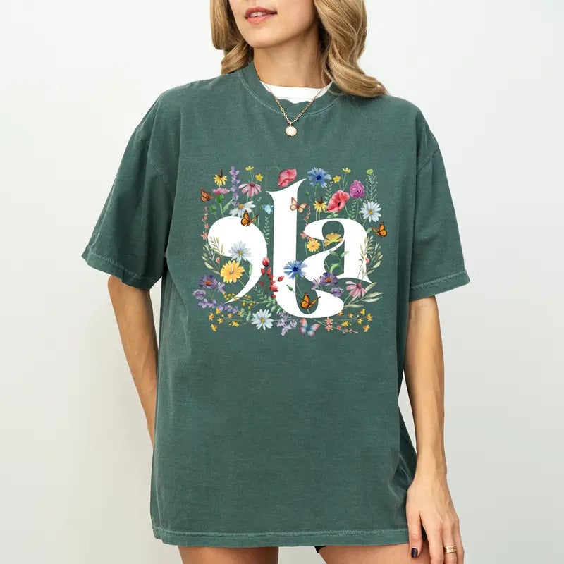 Comfort Colors Botanical Comma La Shirt, Patriotic Cottagecore Graphic Tee, Support Women 2024 Unhinged Shirt, Women...
