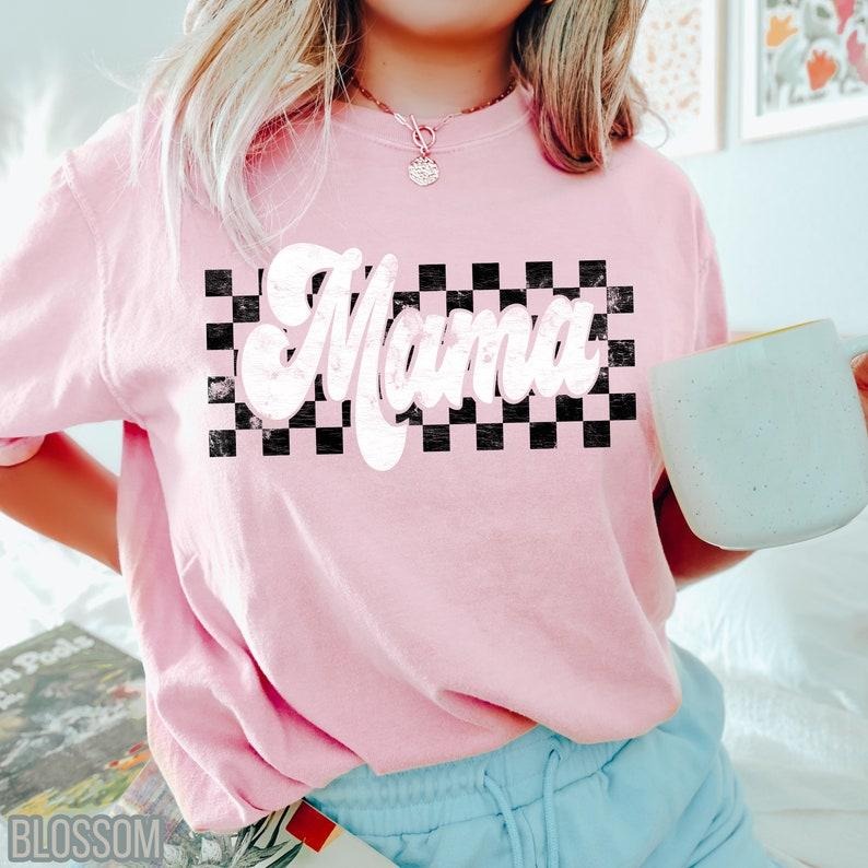 Comfort Colors Checkers Mama Shirt, Retro Mama Shirt, Vintage Mama Tee, Motherhood Tshirt Hoodie, Sweatshirt