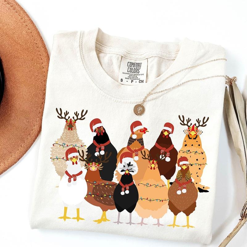 Comfort Colors Chickens Christmas T-shirt, Cute Christmas Gifts Hoodie, Sweatshirt | HypeCrazeTee.com