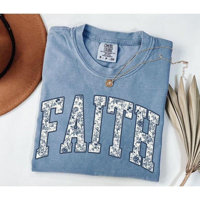 Comfort Colors Christian Shirt,  Faith Shirt, Toile Christian Shirt, Toile De Jouy, Chinoiserie, Faith Gift Streetwear...