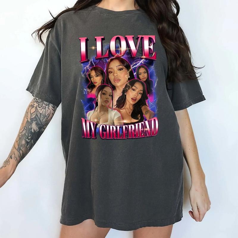 Comfort Colors Custom Photo Girlfriend Bootleg Shirt I Love My Girlfriend Top Vintage Rap Boyfriend Classic Menswear T-Shirts, Hoodie, Sweatshirt