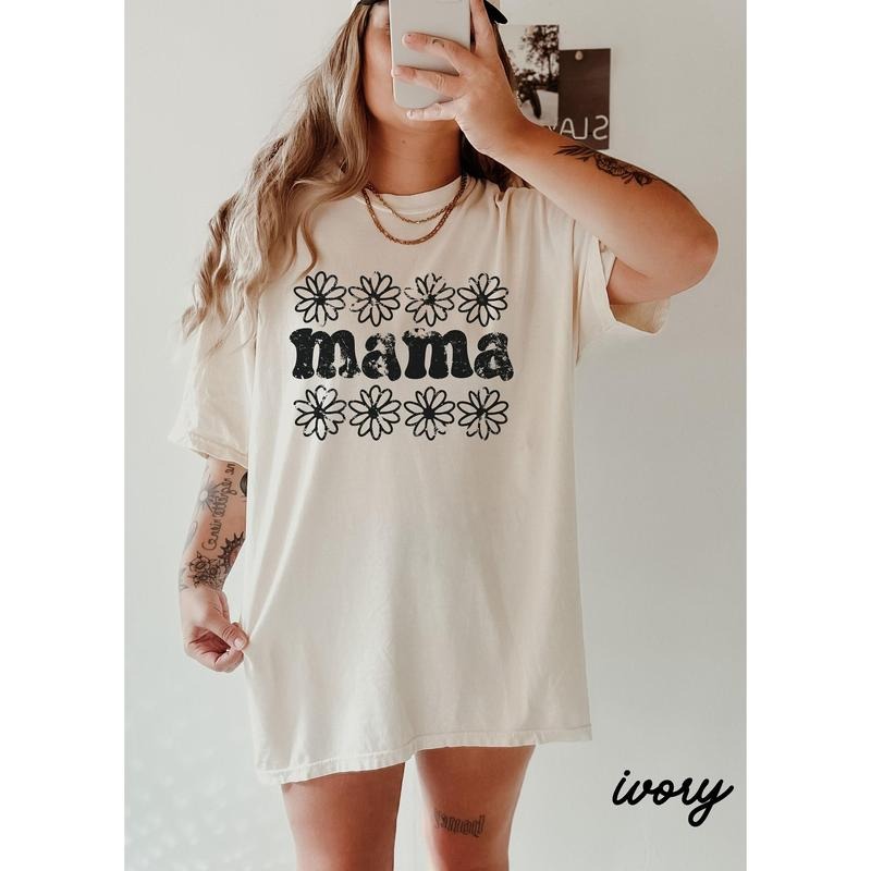 Comfort Colors Daisy Mama Shirt Mothers Day Gift From Daughter for Mom, Floral Mama Tshirt For Birthday Gift For Her...