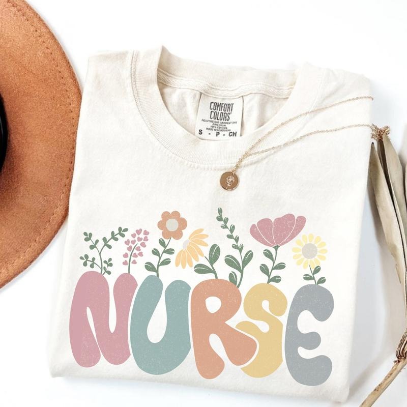 Comfort Colors Floral Nurse shirt,  Nurse Appreciation, Nurse Student Tee, Registered Nurse Shirt Nursing School Tee,...