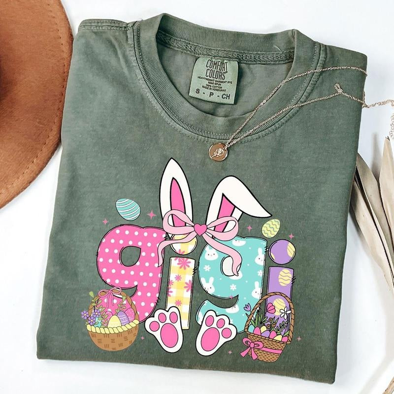 Comfort Colors Gigi Bunny Shirt, Easter Bunny Grandma Shirt, Gigi Shirt for Easter Day Hoodie, Sweatshirt | HypeCrazeTee.com